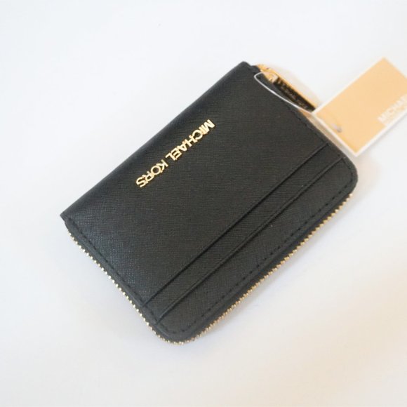 Michael Kors JST Card Case Wallet Black/Gold - Picture 3 of 9